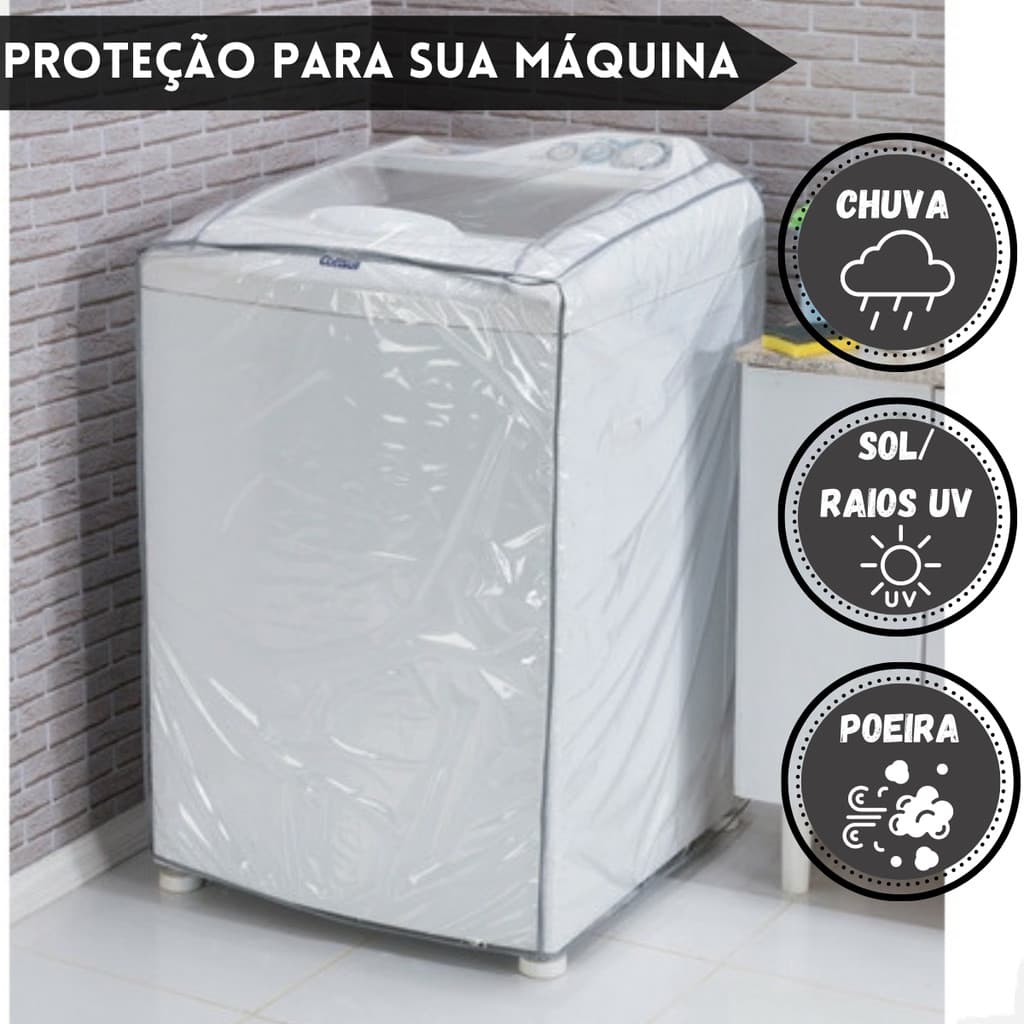Capa Máquina Lavar Transparente Diversos Tamanhos Electrolux Consul Brastemp 8 9kg 10kg 11kg 12kg 13kg 14kg 15kg 16kg