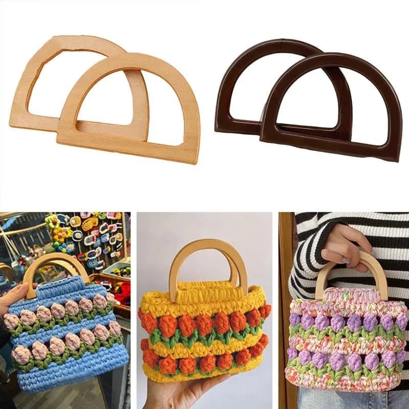 Bolsa Decorativa De Malha Crochê Alças Bolsas Artesanais Acessórios 1Pc Em Forma De D De Resina Mala Substituição De