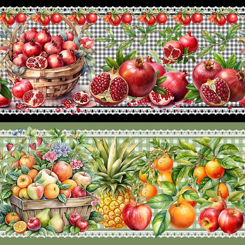 Tricoline Digital Barrado Cesta de Frutas, 55cm x 1,50mt