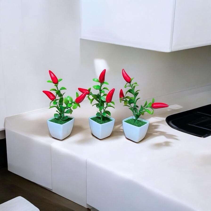 Arranjo Pimenta Baby + Vasinho de Musgo Quadrado Arranjinho Decorativo Para Casa