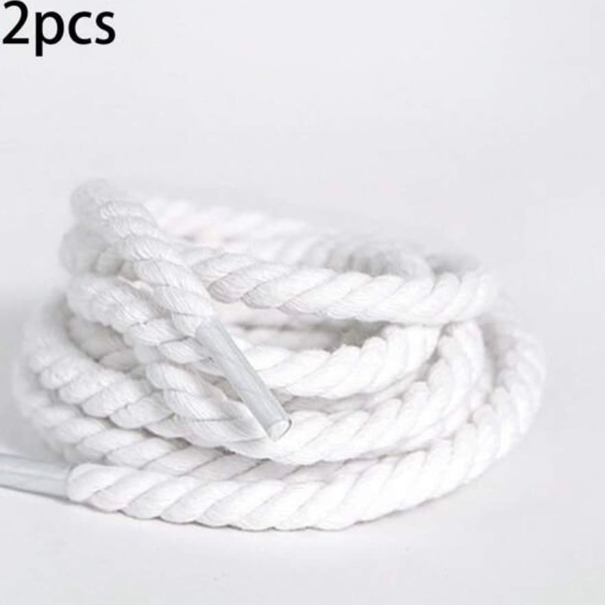 Par De Cadarços Branco Corda Trançado Grosso Skate Unissex Lançamento Para Tenis