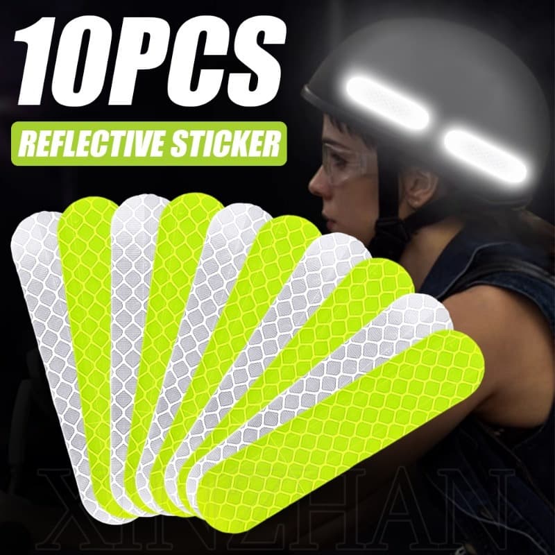 10Pcs Adesivo Refletivo De Alerta De Capacete De Alta Qualidade/Anti-Colisão À Prova D'água/Paster