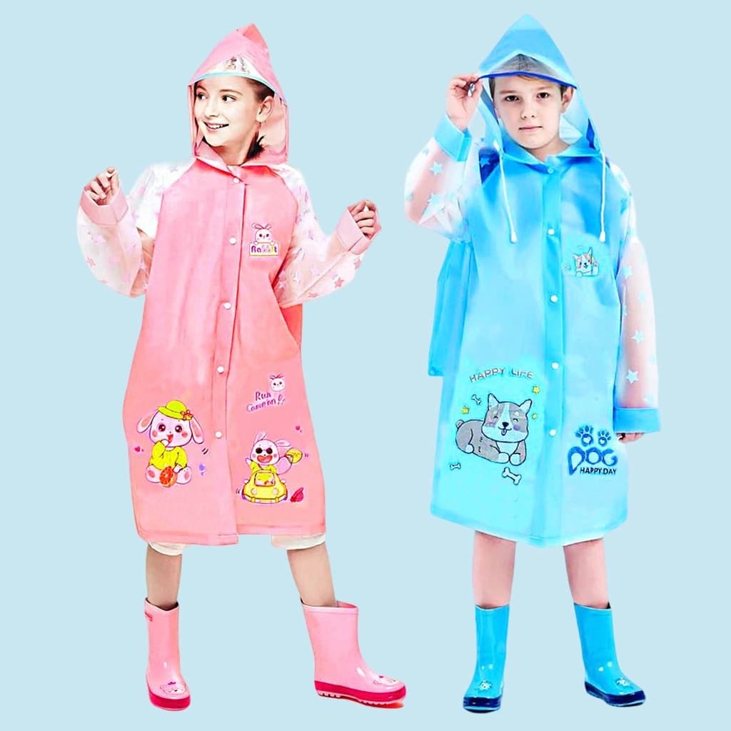 Capa Chuva Infantil Fofa Capuz Criança Resistente Impermeável Desenho Bichinho ref: PVC-03