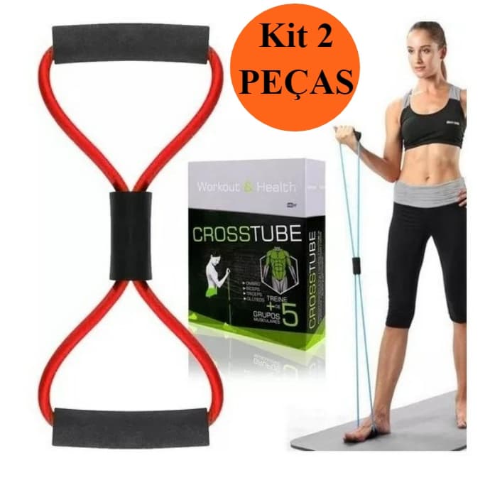 Kit 1/2 Uni Elástico Extensor Cross Tube De Tensão Exercício Multifuncional Treino Em Casa