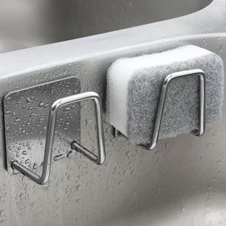 Aço inoxidável Suporte Porta Esponja para bucha de pia Prateleira de cozinha(Enviamos imediatamente)