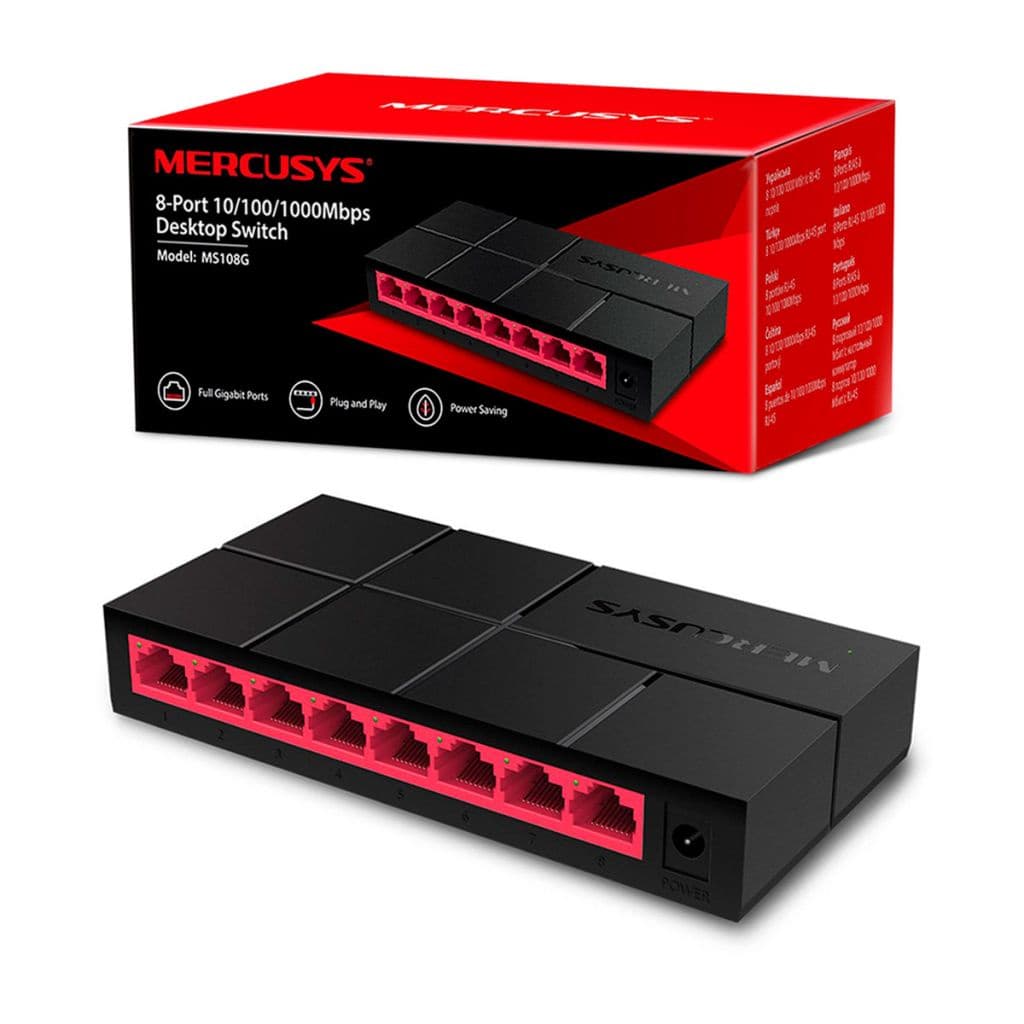 Switch Mercusys MS108G Gigabit de 8 Portas 10/100/1000 Mbps