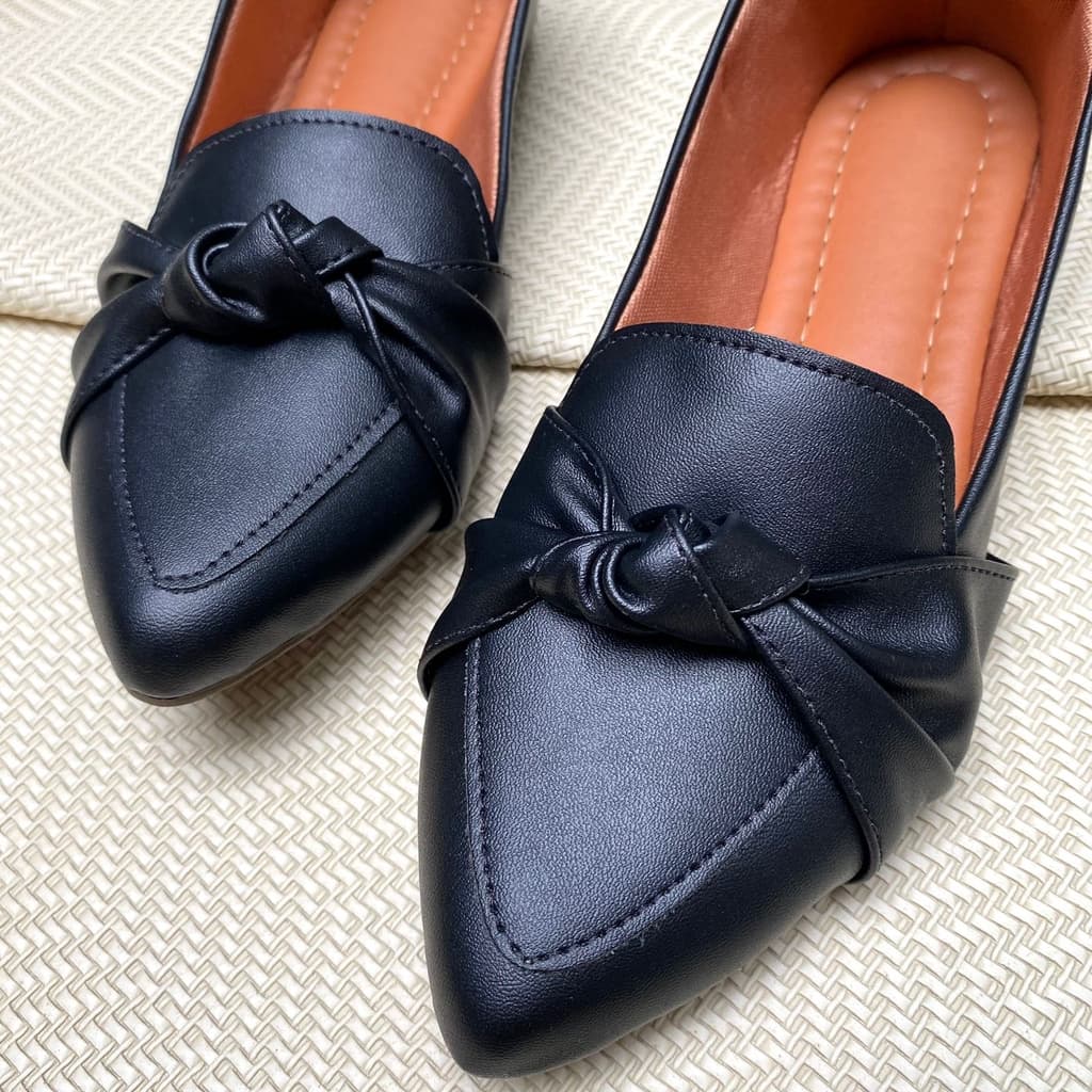 Mocassim Napa Preto Com Laço Nó