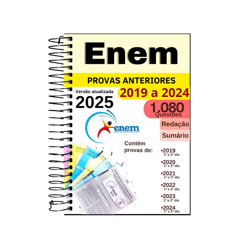 Enem 2025 Apostila de Provas Anteriores questões 2019 a 2024 e gabaritos