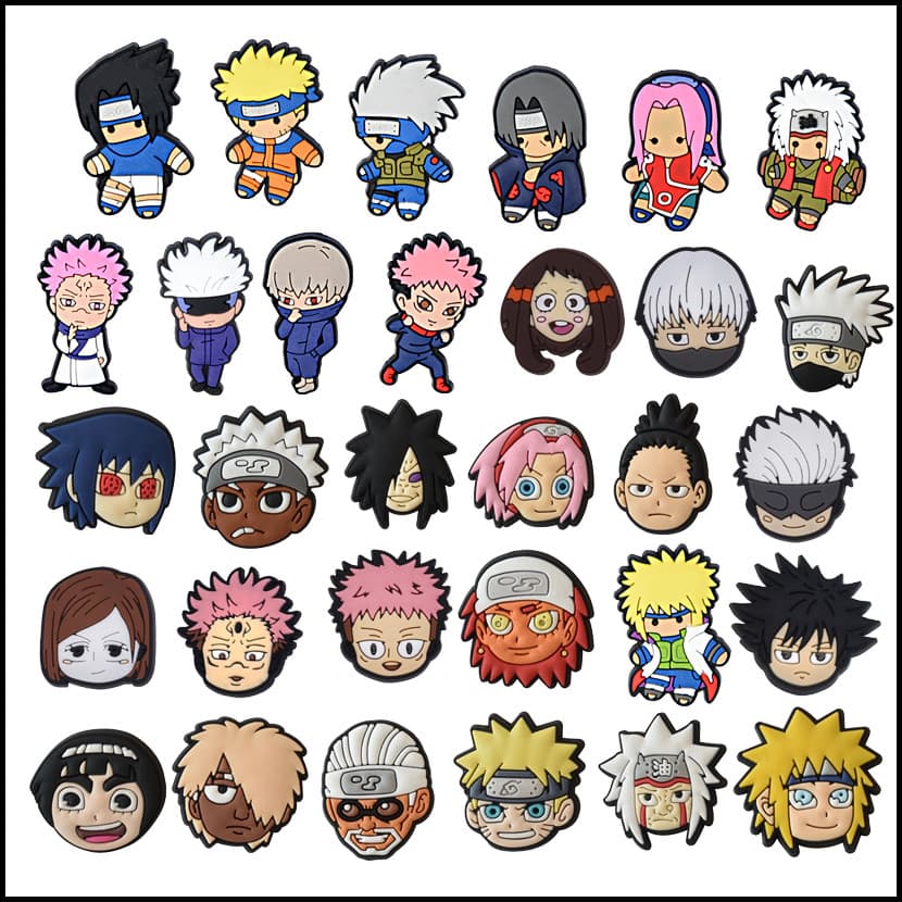 Para Pins Anime Shounen Naruto PVC DIY Sapatos Charme Botão