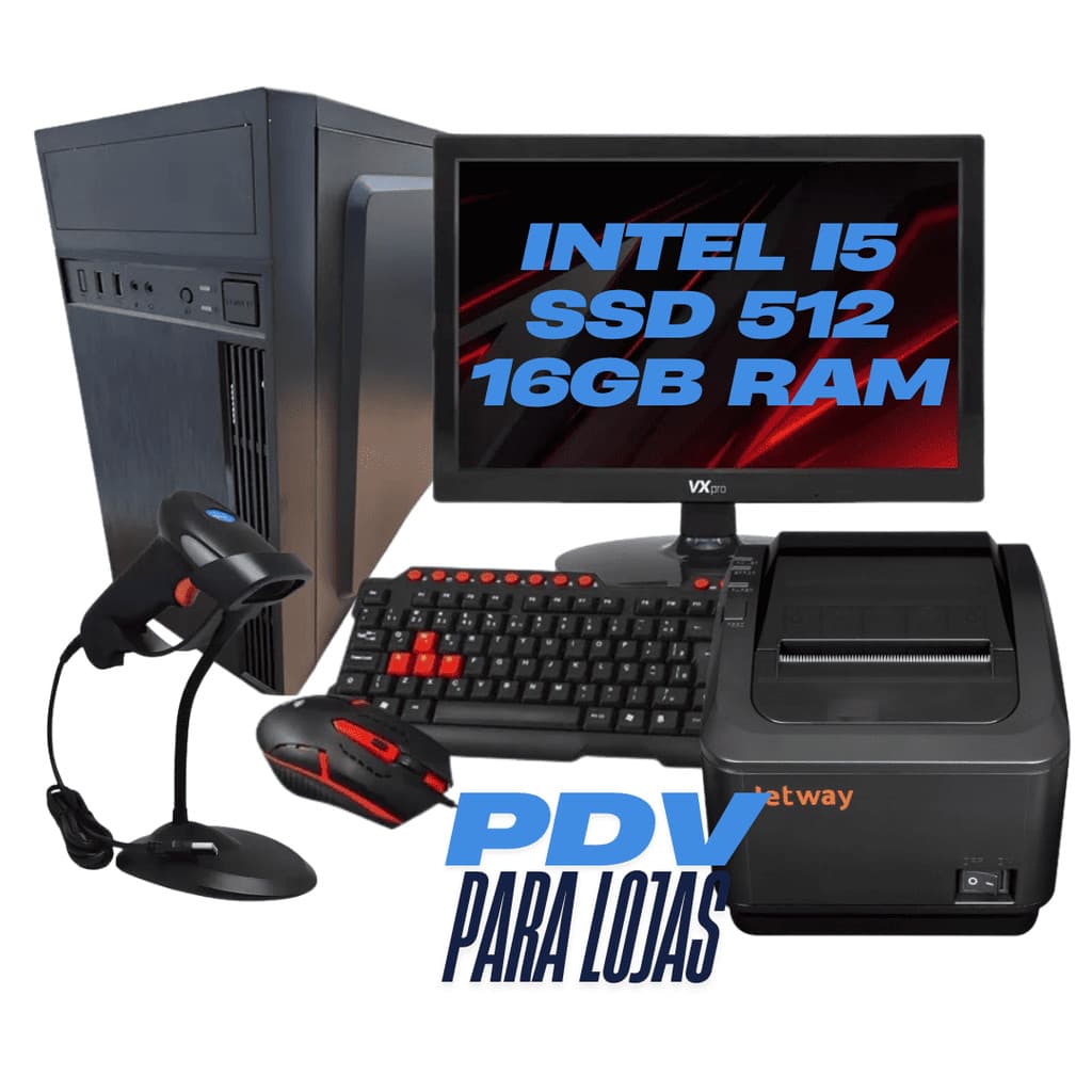 Kit Loja Pdv I5 ssd480 16 RAM +Tela + Leitor + Impressora