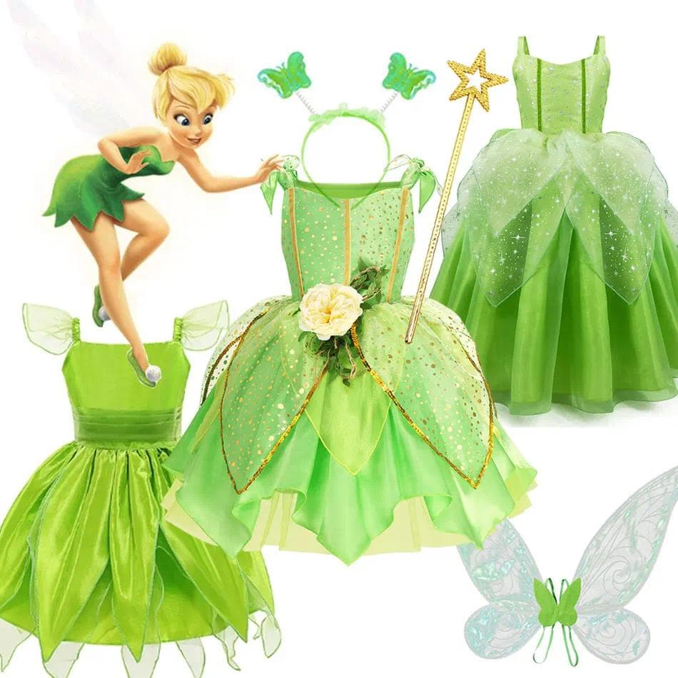 Fantasia De Halloween Para Meninas Tinker Bell Tinkerbell Verde Fada Princesa Cosplay Festa De Carnaval