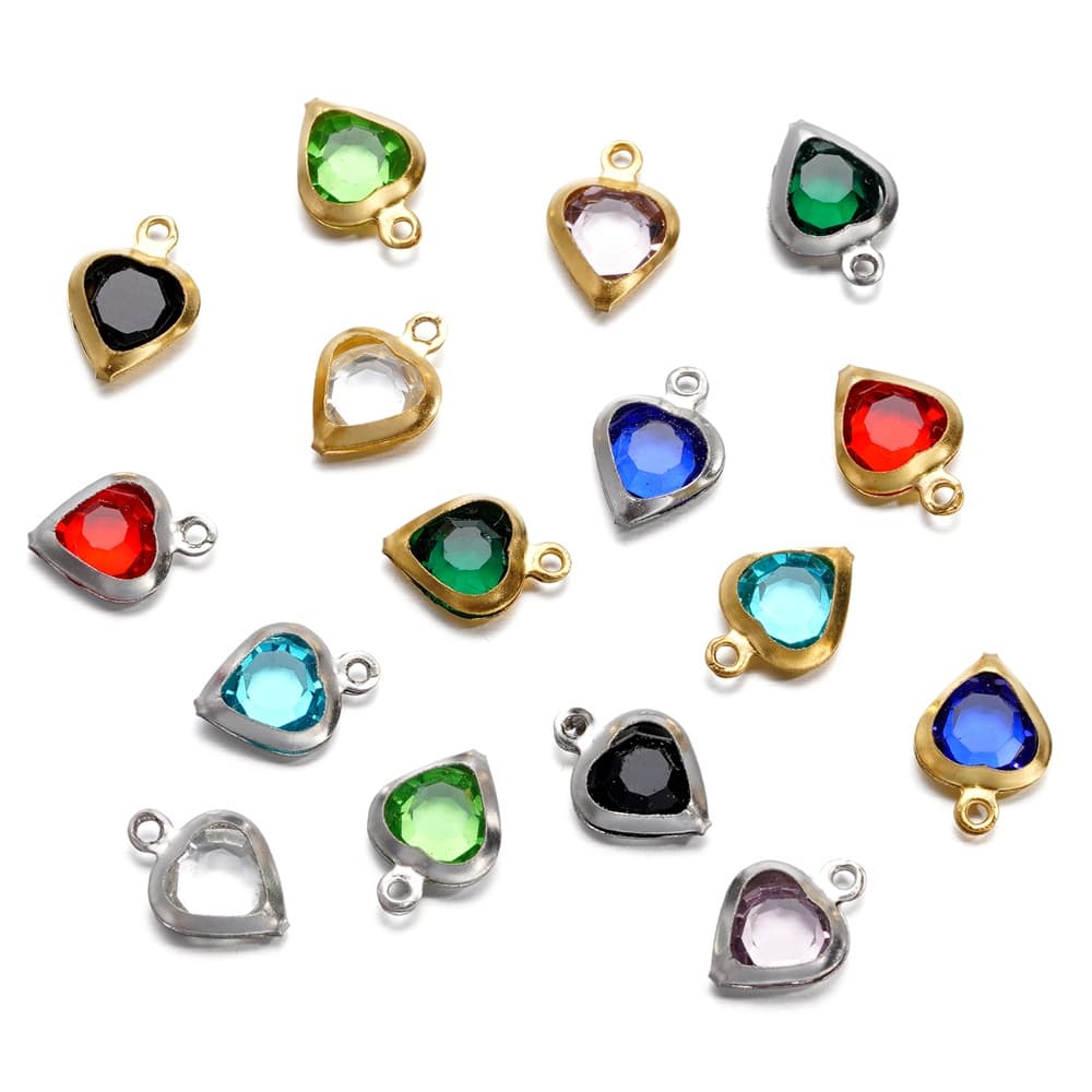 St. kunkka 5pcs Estilo Cristal de Coração Pendurado de Aço Inoxidável para Colar de Cristal Feito à Mão Acessórios de Pulseira