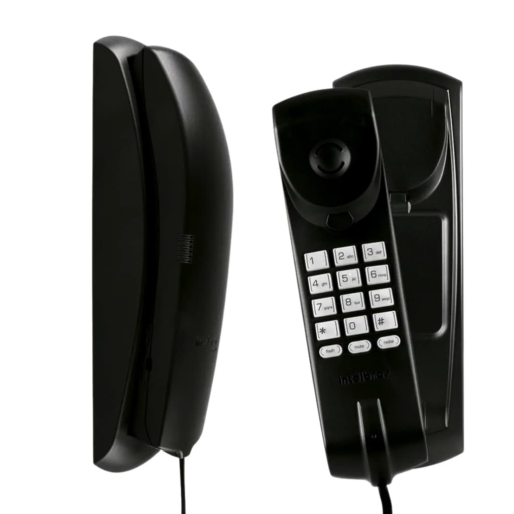 Telefone Gôndola Fixo Preto Com Fio Intelbras TC20 Parede Mesa Teclado Luminoso Cabo Longo Alcance