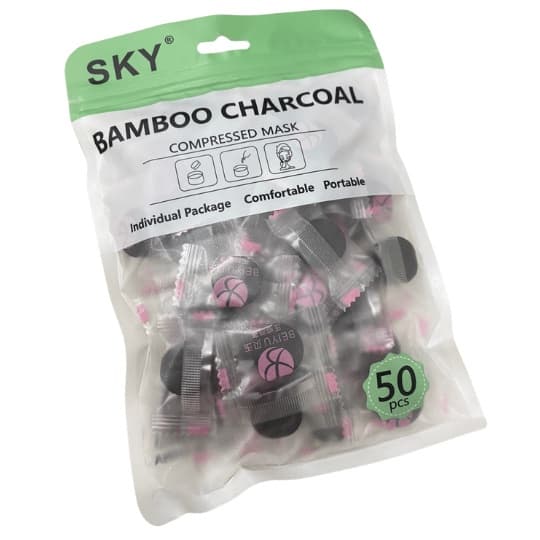 Kit 50 unidads Máscara Desidratada Comprimido Preta Carvão De Bambu