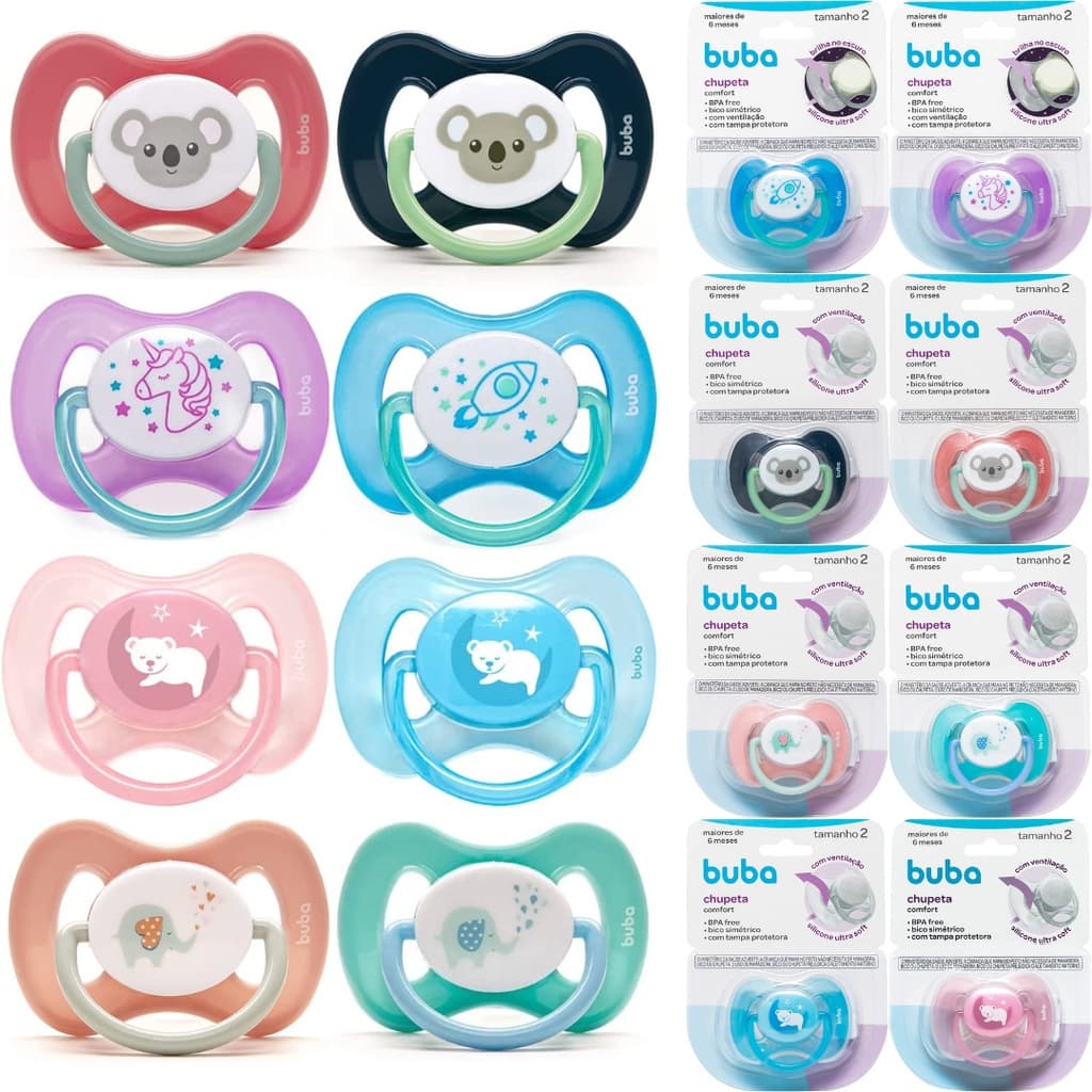 Chupeta Buba Tamanho 2 Comfort Utra Soft Infantil +6 meses (Variações de cores variadas)