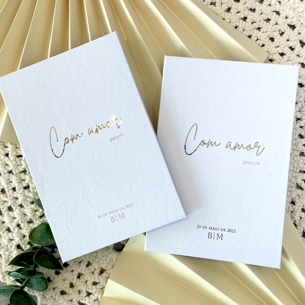 Caderno de votos "Com amor" (Capa dura / Tamanho 10x15cm  / 08 folhas pautadas)
