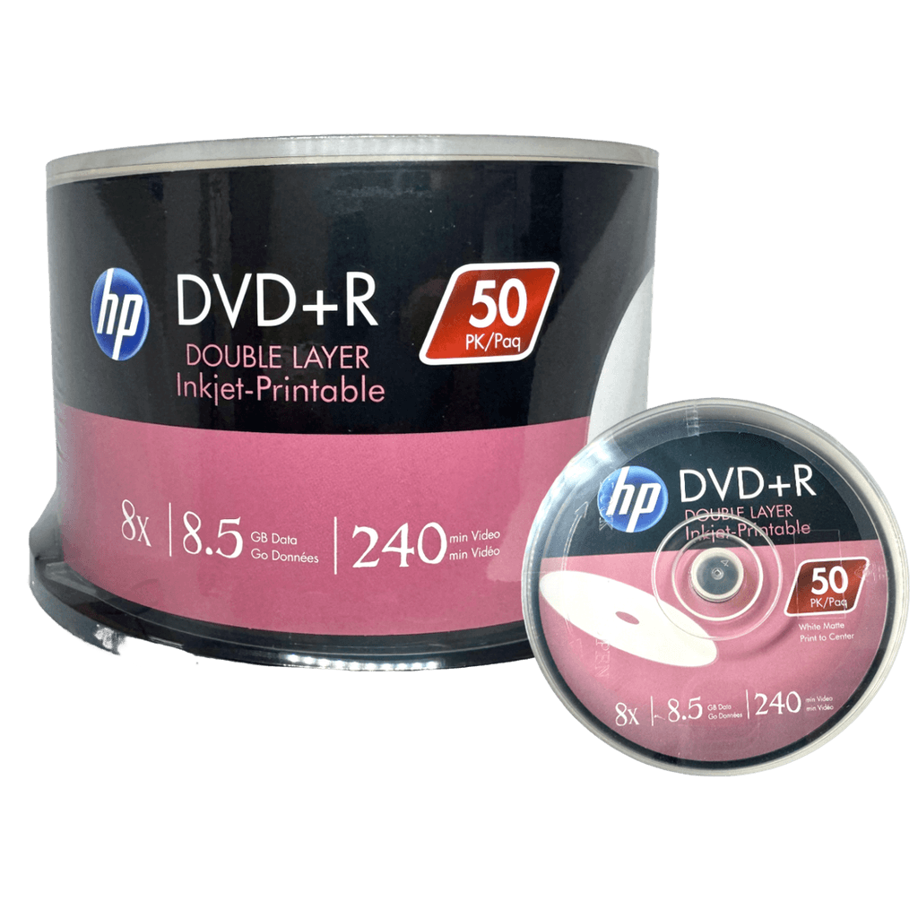50 Un Dvd+r Hp Dual Layer Printable 8.5gb 8x Cmc Magnetcs