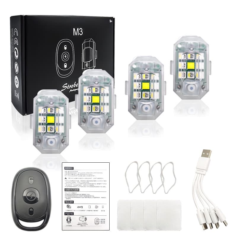 Lâmpada Estroboscópica De Controle Remoto Sem Fio De Advertência LED 7 Cores Para Motocicleta De Carro Indicador De Posição Flash RC Drone À Prova D'água