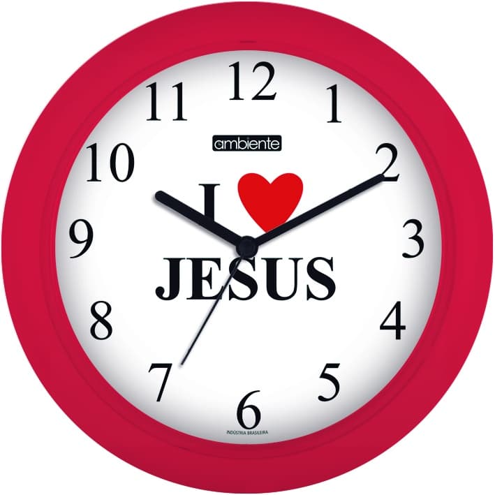 Relógio de Parede Decoração I LOVE JESUS - Vermelho