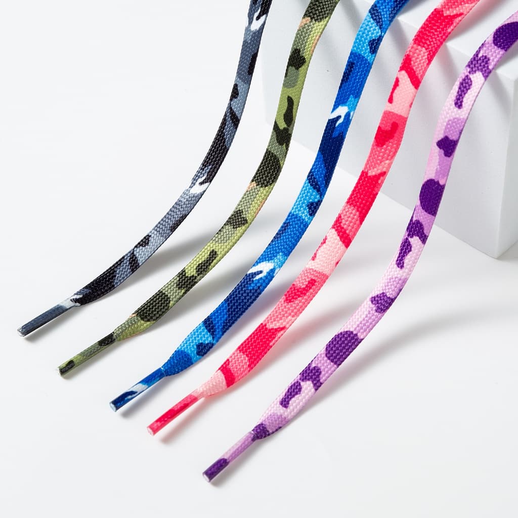 1 Par De Sapatos De Sapato Plano Camuflagem De Creme De Impressão Para Tênis 0.8CM Largura 120/140/160CM Com Atacadores Acessórios