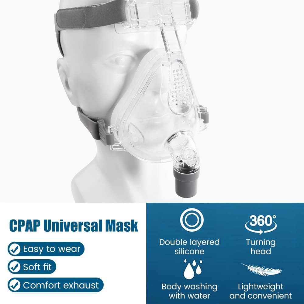 Máscara Facial Completa Reutilizável CPAP BiPAP Auto Acessórios Com Fita De Cabeça Uso Para Apnéia Do Sono De Viagem Almofada E Ronco