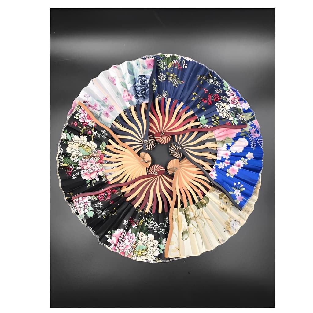 Leque Oriental De Madeira Estampado Sortidos