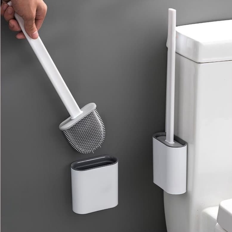 KIT2 Escova Sanitária Quadrada Limpeza Banheiro Parede Silicone privada suporte