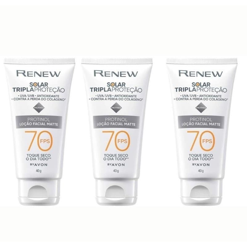 Kit com 03 Protetores Solar Renew FPS 70 - 40g
