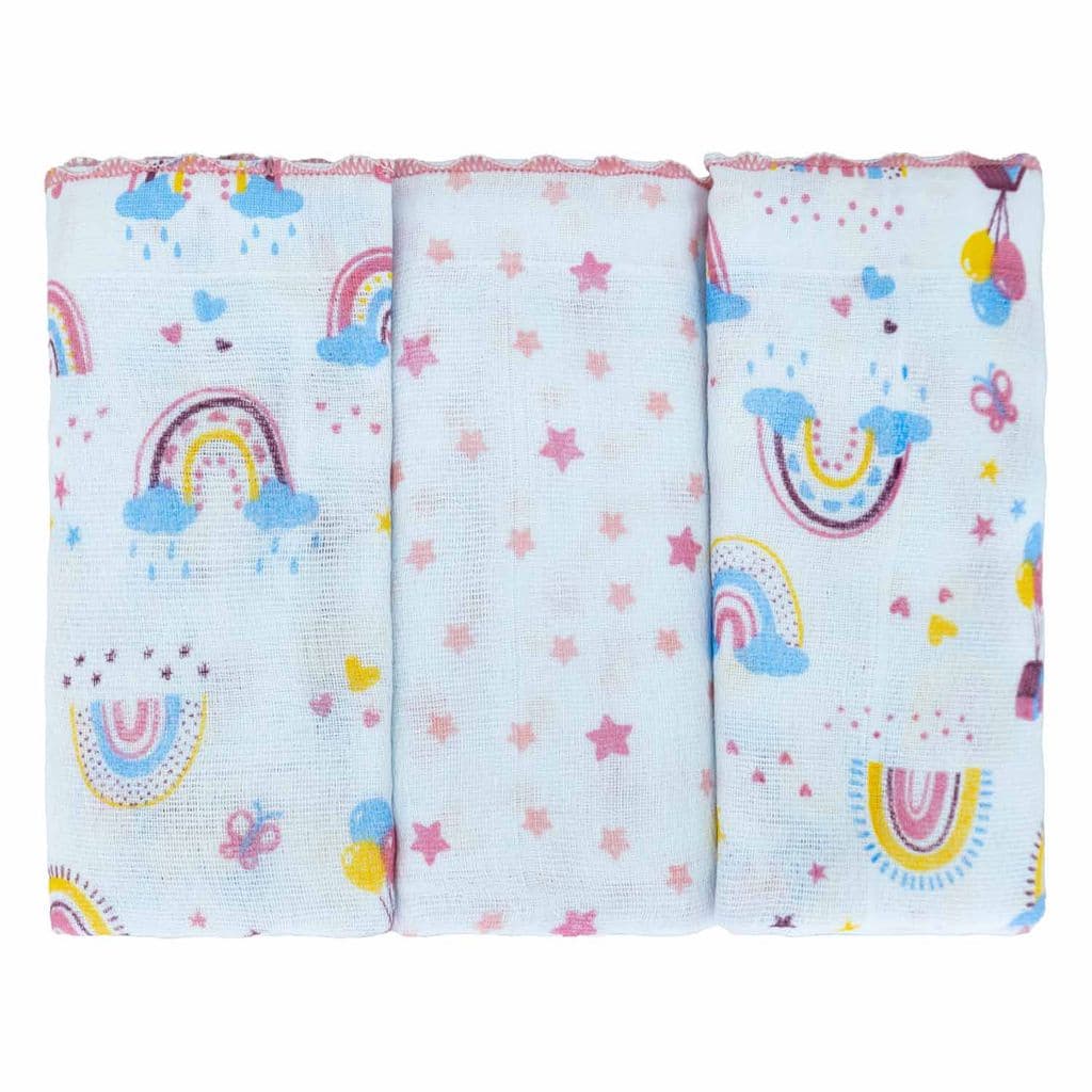 Fralda com 03 Unidades Arco Íris Rosa Bublim Petit