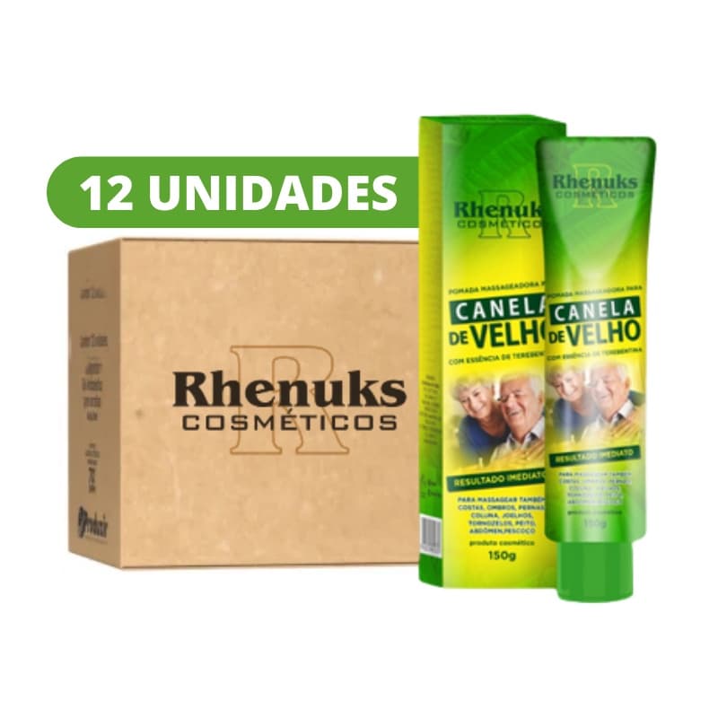 Kit C/ 12 Pomada Massageadora Canela de Velho 150g Rhenuks
