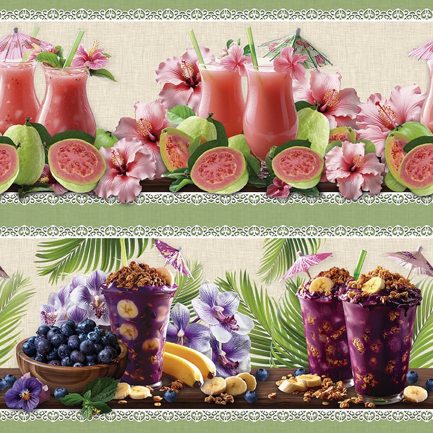 Tricoline Digital Barrado Sucos Tropicais Angel 55cm x 1,50m