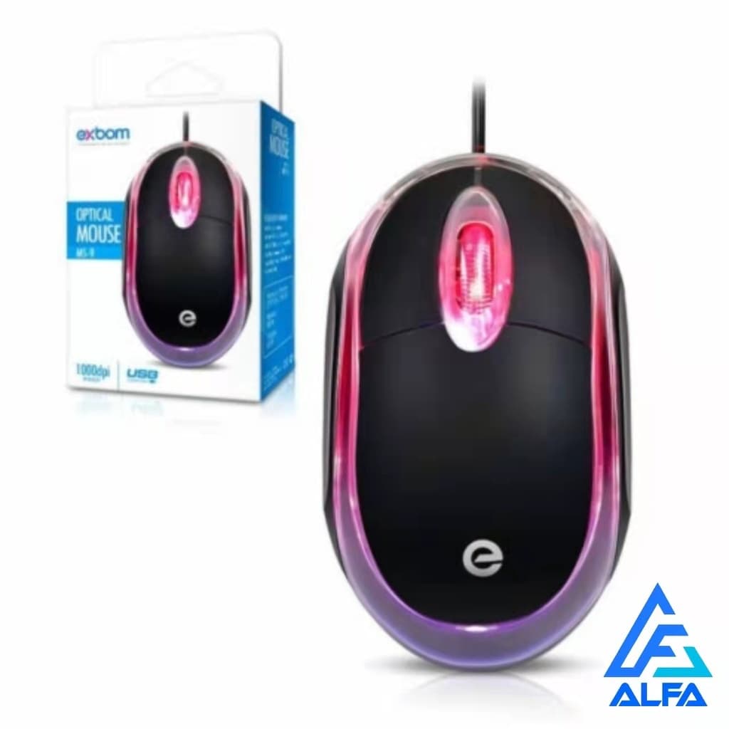 Mouse USB óptico MS-9 com Led Mini Preto
