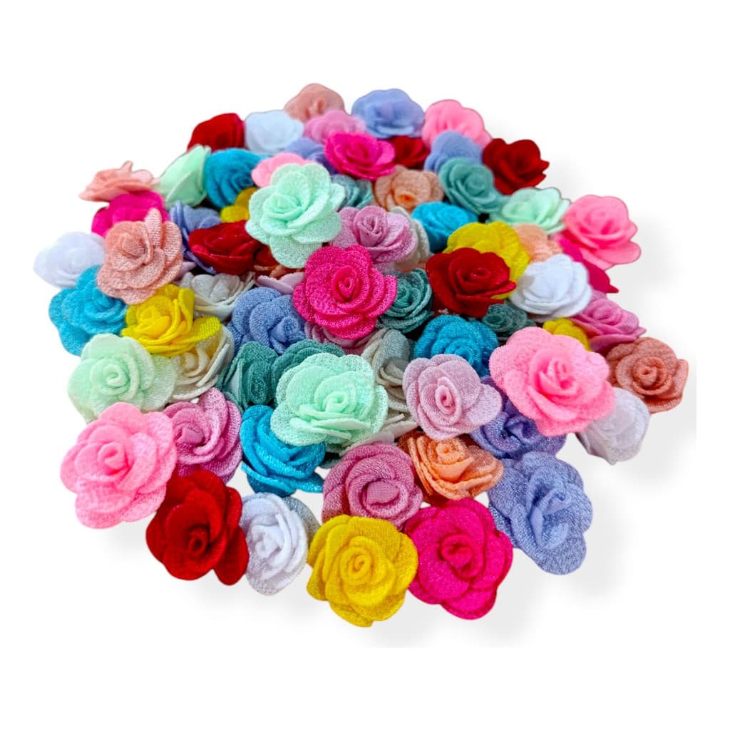 20 Rosas Aplique Florzinha Para Laços Flor De Tecido Poliéster Gorgorão 2,5cm Várias Cores