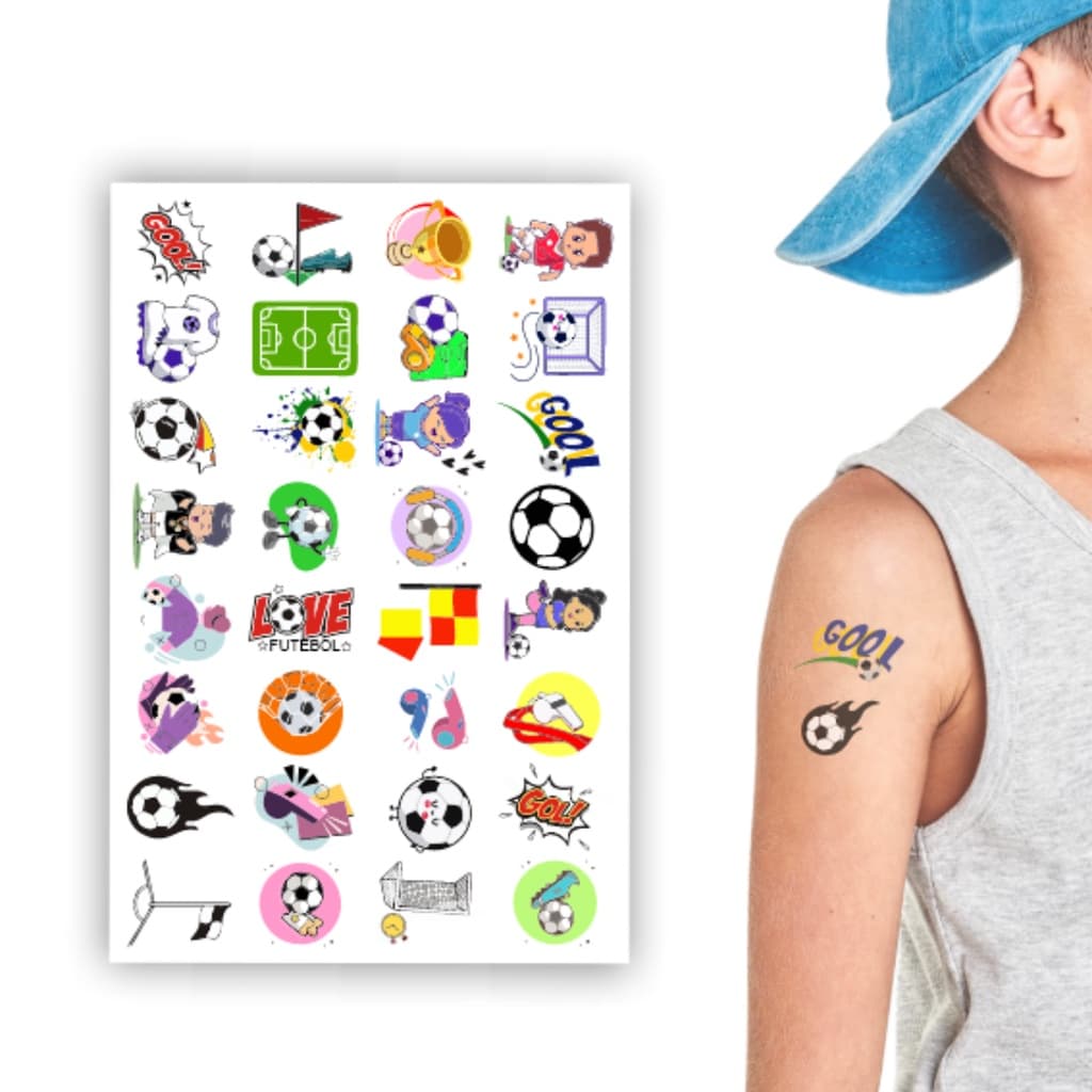 Tatuagem Temporária Infantil Time de Futebol | Kit Festa 32-074