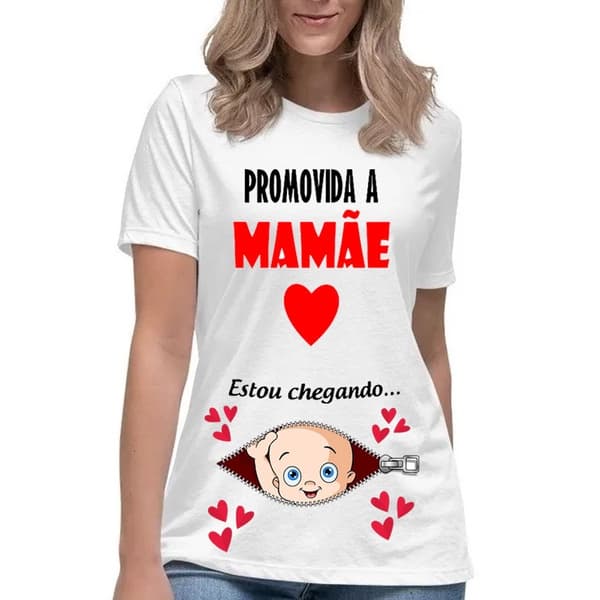 Camiseta gestante promovida a mamãe estou chegando camisa