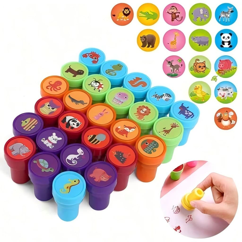 Kit 06 Carimbos Animais Marinhos/Emoji /Pet/Princesas/Sortido Brinquedo Portátil