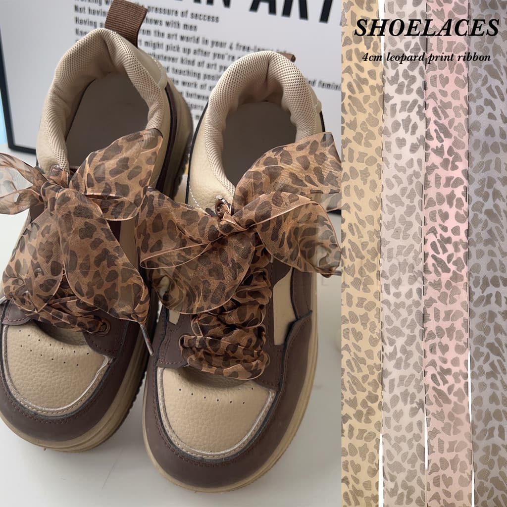 Cadarços De Sapatos De Tênis De Lona-Acessórios Femininos Masculinos-Cordão De Fita Com Estampa De Leopardo DIY-Versátil