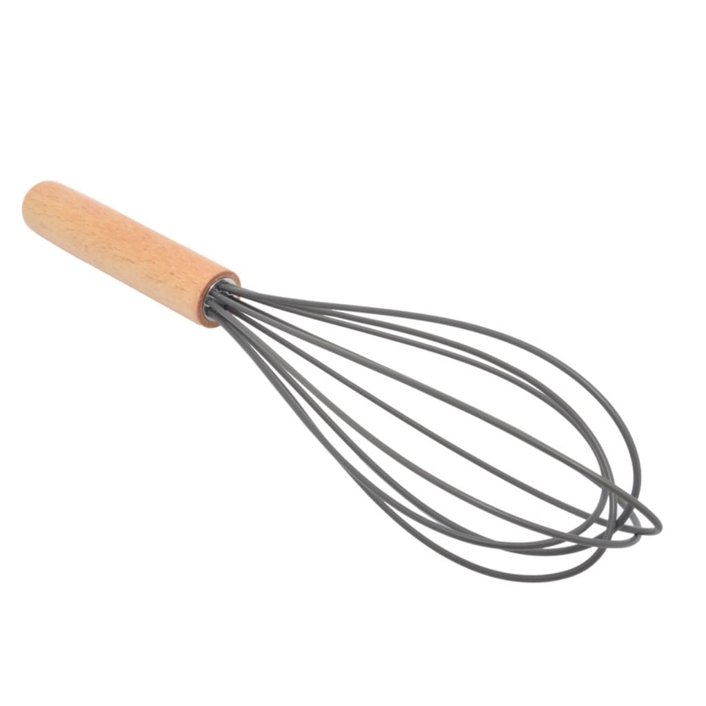 Fuê Batedor de Ovos Bolo Clara Massas Fouet Silicone Cabo Madeira