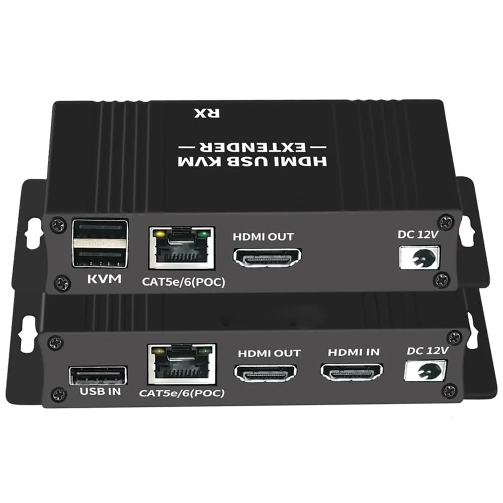 Extensor HDMI KVM 60m , Com Controle USB RJ45 60m Sobre IP Cat6 POC Mouse Transmissor Receptor Para Computador PC