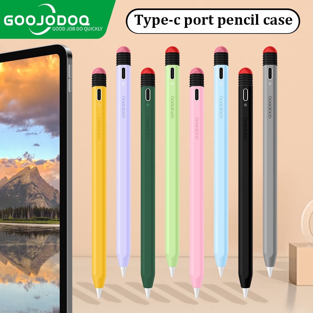 Capa Goojodoq Stylus Com Porta Tipo C Para iPad Pencil 2 E 3a-12a Geração