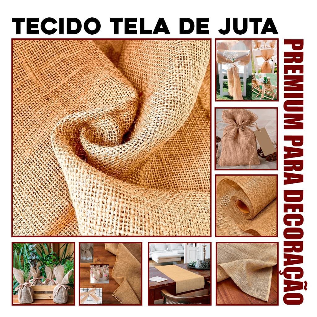 Tecido De Juta Tela De Juta Artesanato Decoração 0,50 x 1,00 Metro Largura
