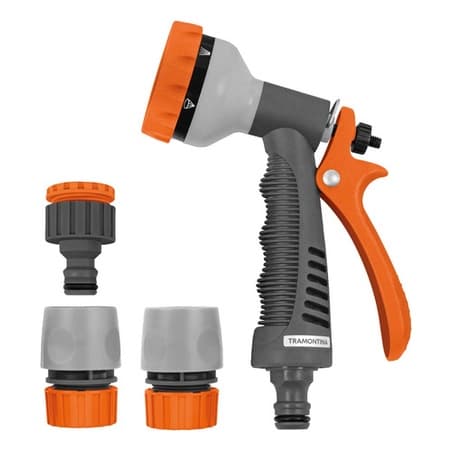 Esguicho Hidropistola 6 Jatos Tramontina + Engate Rápido Bico Pistola Ponta Para Mangueira Regulavel