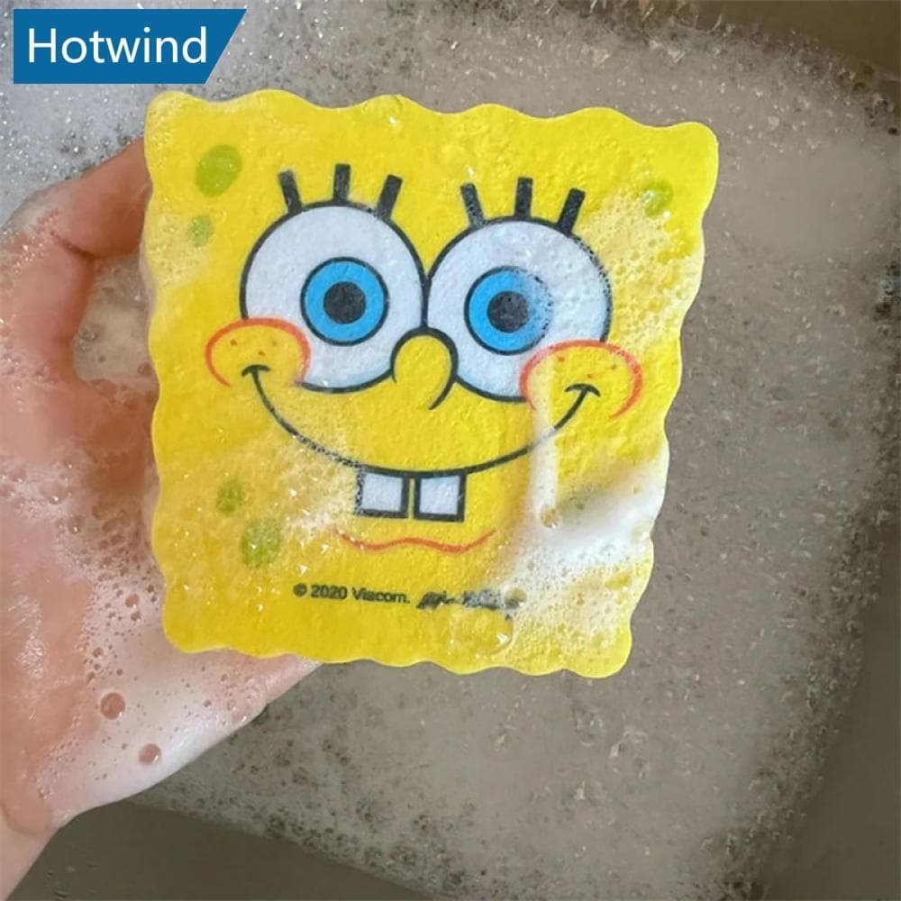 HW Lindo Desenho Animado Lavar Louça Esponja Em Forma De Bob Ferramenta De Limpeza Da Cozinha Q6U1