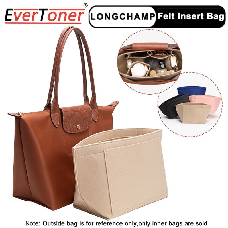 EverToner Saco De Feltro Organizador Para Longchamp S/M/L Sacola Bolsa Inserção De Armazenamento Cosméticos Forro Suport