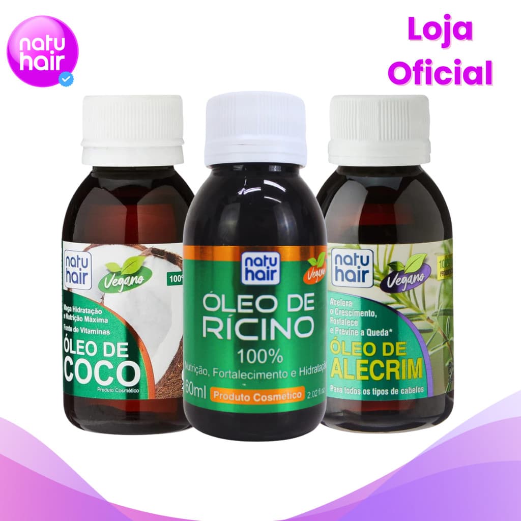 Kit Terapia Capilar Natuhair Óleo de Coco + Rícino + Alecrim 60ml