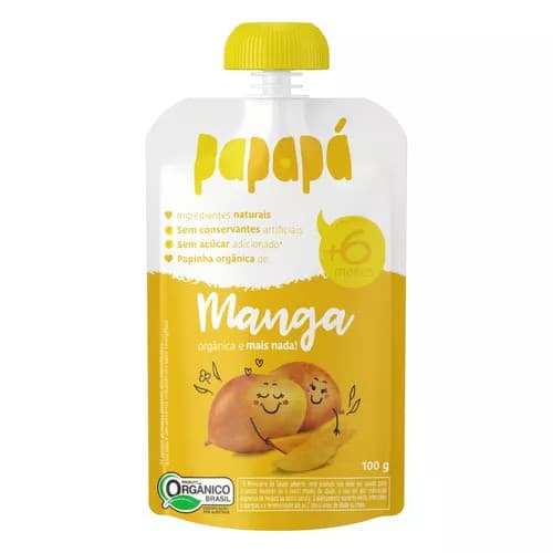 Kit 12 - Papinha Orgânica Manga Papapá Squeeze 100g