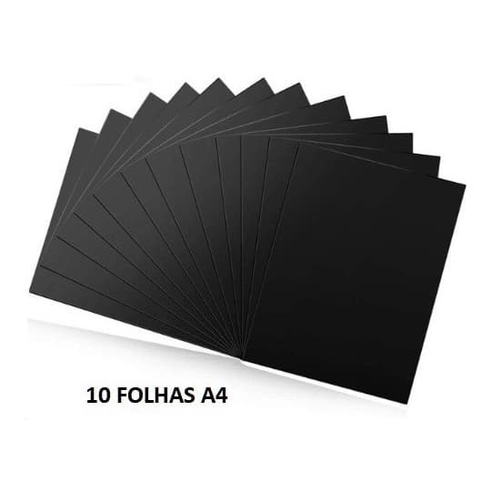 10 Folhas De Adesivo Vinil Preto Fosco A4 Recorte Silhouette