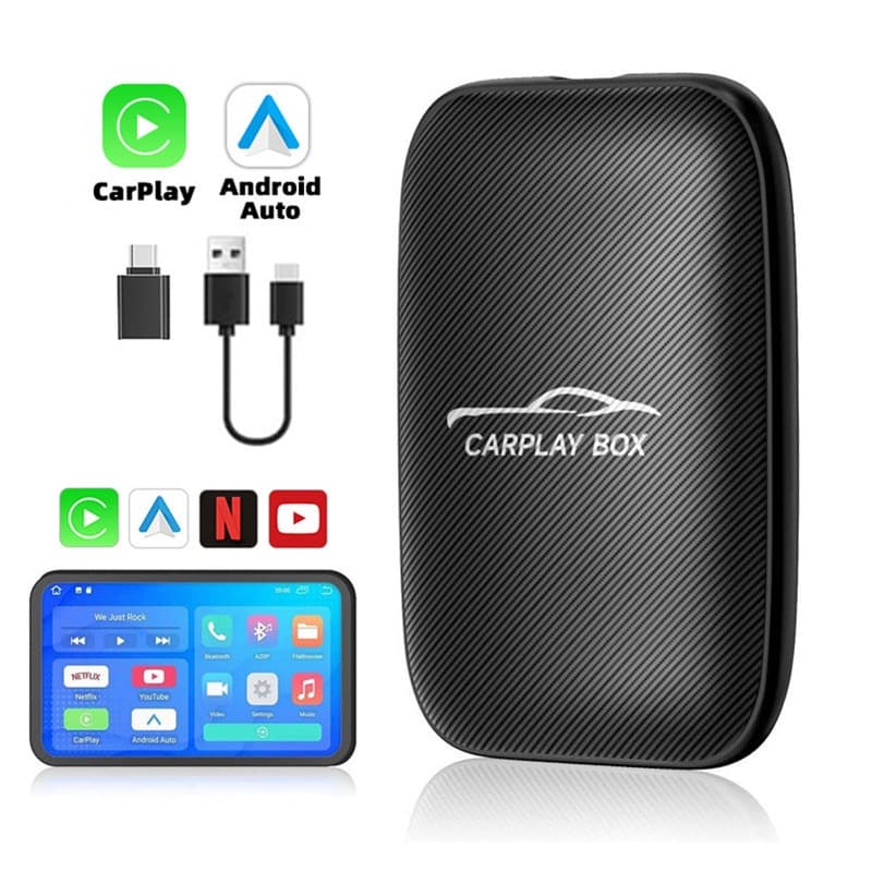 Adaptador Automático Carplay Android 3 Em 1 Sem Fio Com Slot Para Cartão Netflix YouTube TF Carro