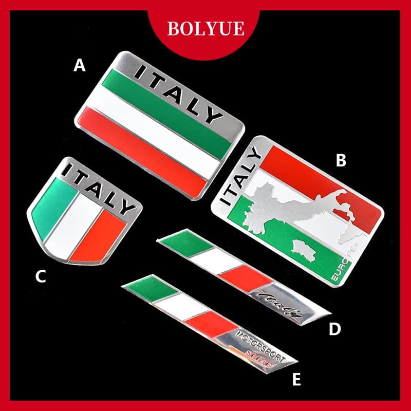 3D Itália Alumínio Motocicleta Tubos De Escape Decalque Bandeira Italiana Emblema