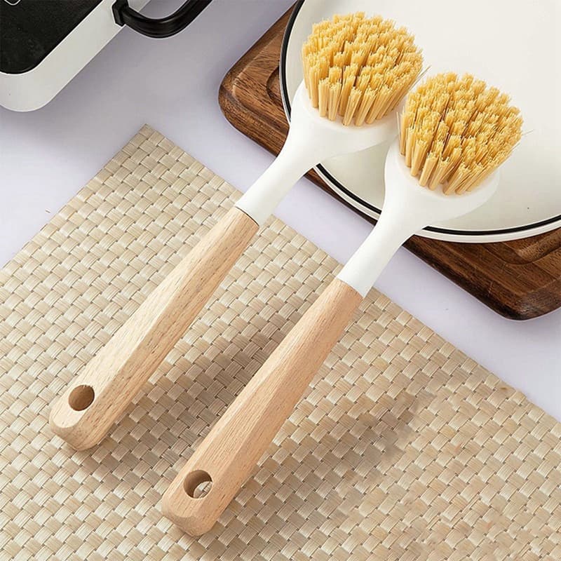 Escova De Cozinha Japonesa De Cabo Longo | Limpeza Com Cabo Semelhante Madeira De Alta Qualidade Cerdas De Sisal